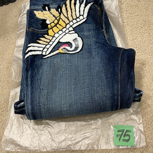 Switch USA Embroidered Bird Dark Wash Flare Bootcut Jean Size 27 - Picture 14 of 14